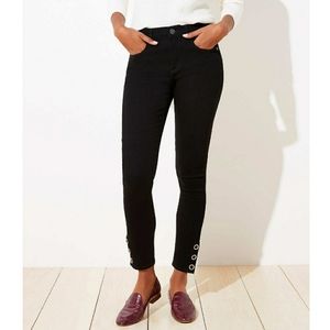 Loft Snap Hem Slim Pocket Skinny Black Jeans